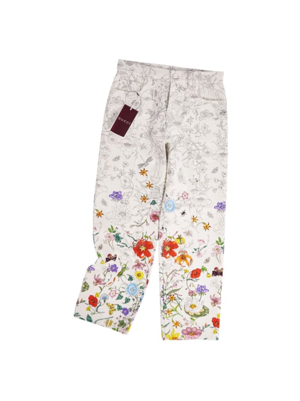 Gucci Pants Denim Floral Print Cotton Multicolor 23